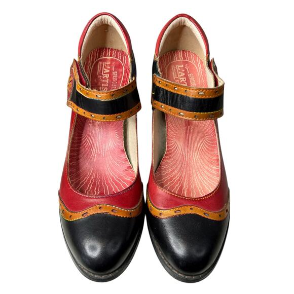 L’artiste X Spring Step Women’s Mary Ellen Red Black Mary Jane Size 39 US 8.5 - Picture 7 of 11
